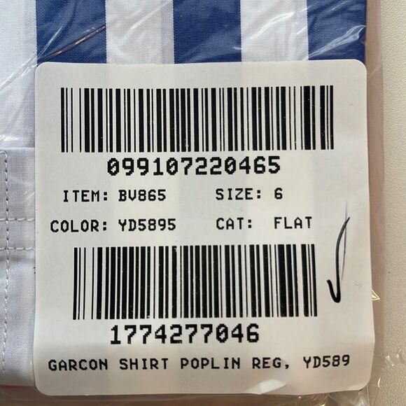 J Crew Garçon classic shirt in stripe cotton poplin Size 6 Blue White - Picture 8 of 9